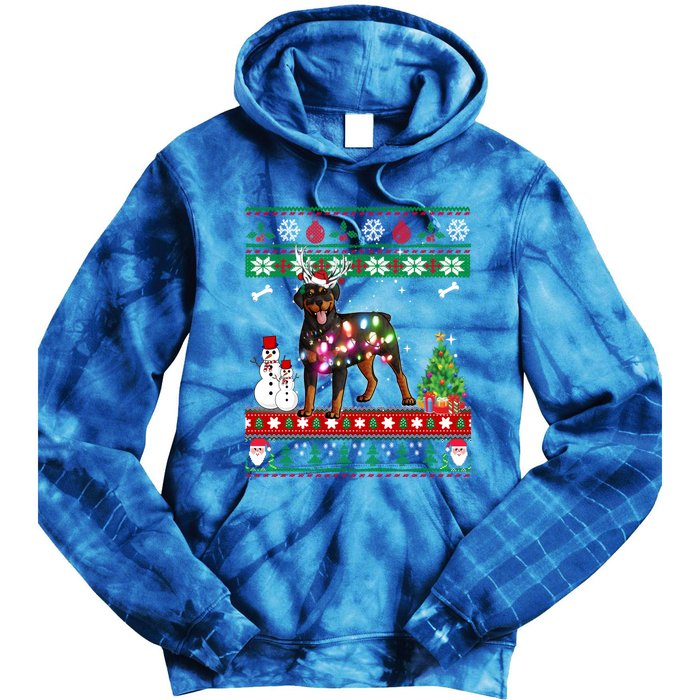 Rottweiler Christmas Lights Funny Xmas Dog Gift Tie Dye Hoodie