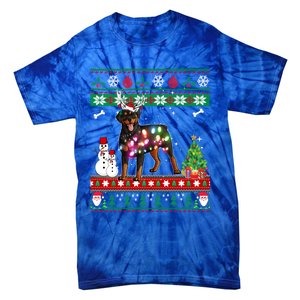 Rottweiler Christmas Lights Funny Xmas Dog Gift Tie-Dye T-Shirt