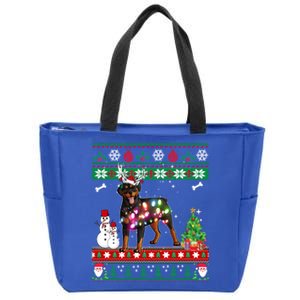 Rottweiler Christmas Lights Funny Xmas Dog Gift Zip Tote Bag