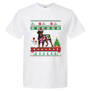 Rottweiler Christmas Lights Funny Xmas Dog Gift Garment-Dyed Heavyweight T-Shirt