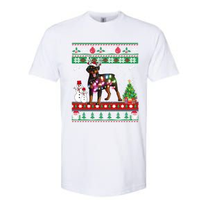 Rottweiler Christmas Lights Funny Xmas Dog Gift Softstyle CVC T-Shirt