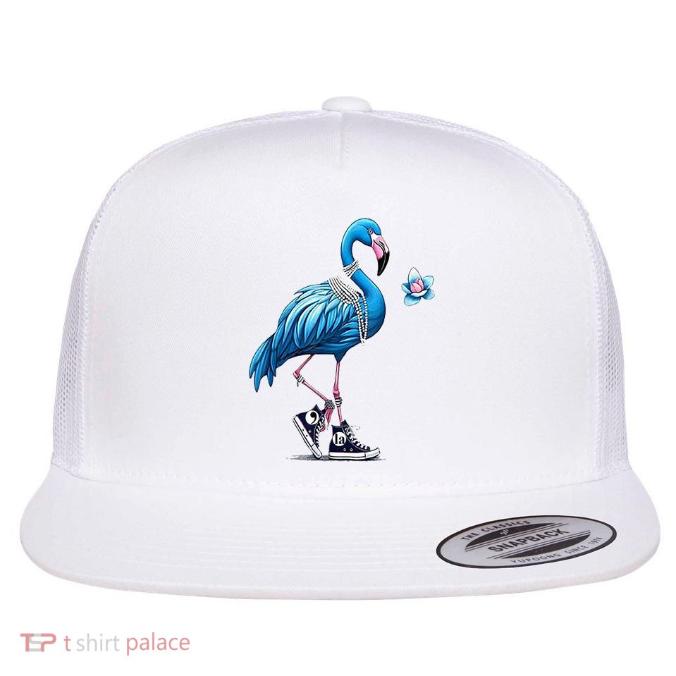 Retro Comma La Kamala Harris 2024 Flamingo Chucks And Pearls Gift Flat Bill Trucker Hat