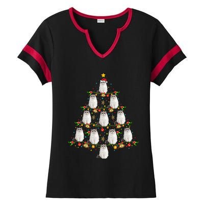 Ragdoll Cat Lover Xmas Matching Santa Ragdoll Christmas Tree Gift Ladies Halftime Notch Neck Tee