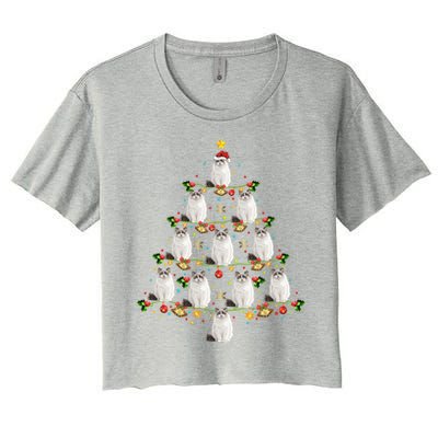 Ragdoll Cat Lover Xmas Matching Santa Ragdoll Christmas Tree Gift Women's Crop Top Tee