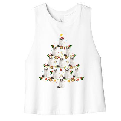 Ragdoll Cat Lover Xmas Matching Santa Ragdoll Christmas Tree Gift Women's Racerback Cropped Tank