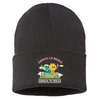 Retro Chinga La Migra Chinga Tu Maga Sustainable Knit Beanie