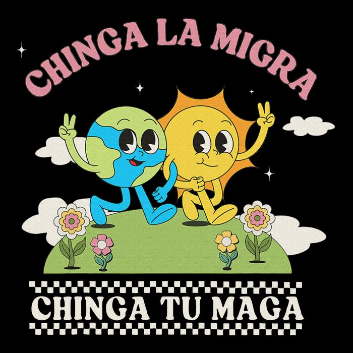 Retro Chinga La Migra Chinga Tu Maga Sustainable Knit Beanie