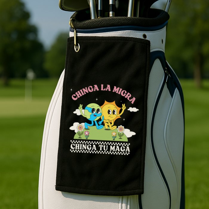 Retro Chinga La Migra Chinga Tu Maga Golf Towel