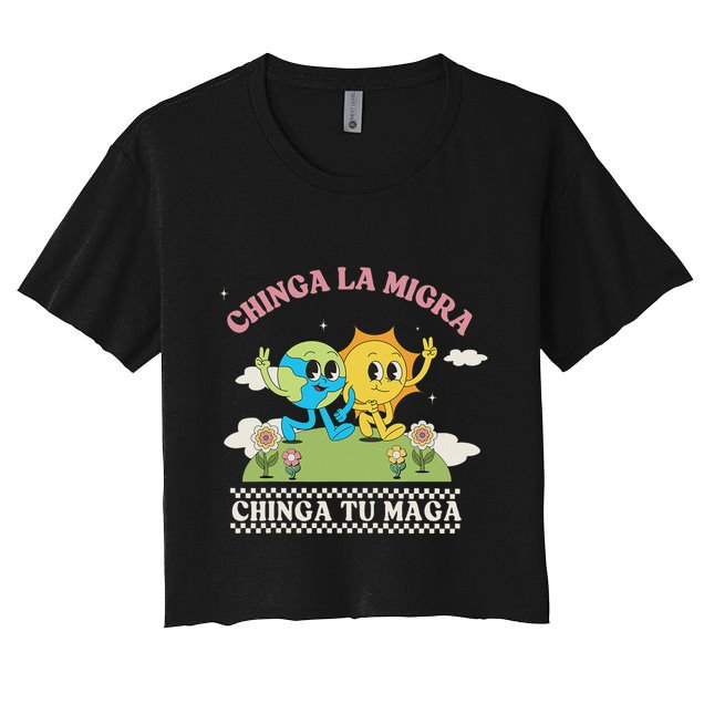 Retro Chinga La Migra Chinga Tu Maga Crop Top