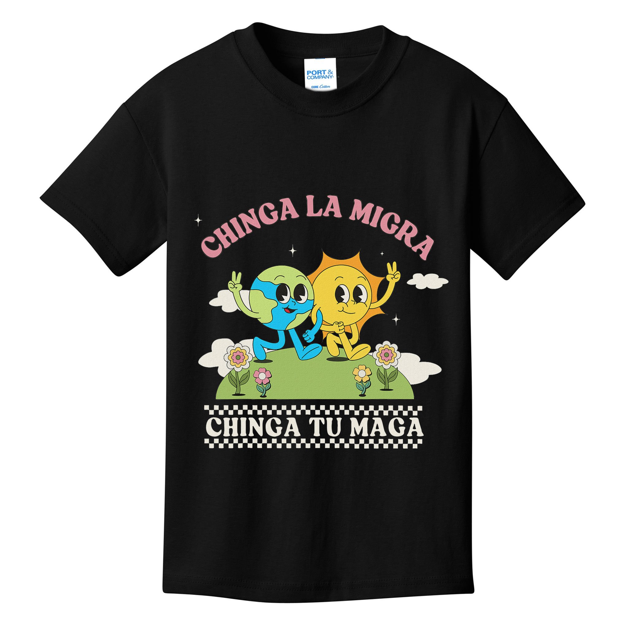 Retro Chinga La Migra Chinga Tu Maga Kids T-Shirt