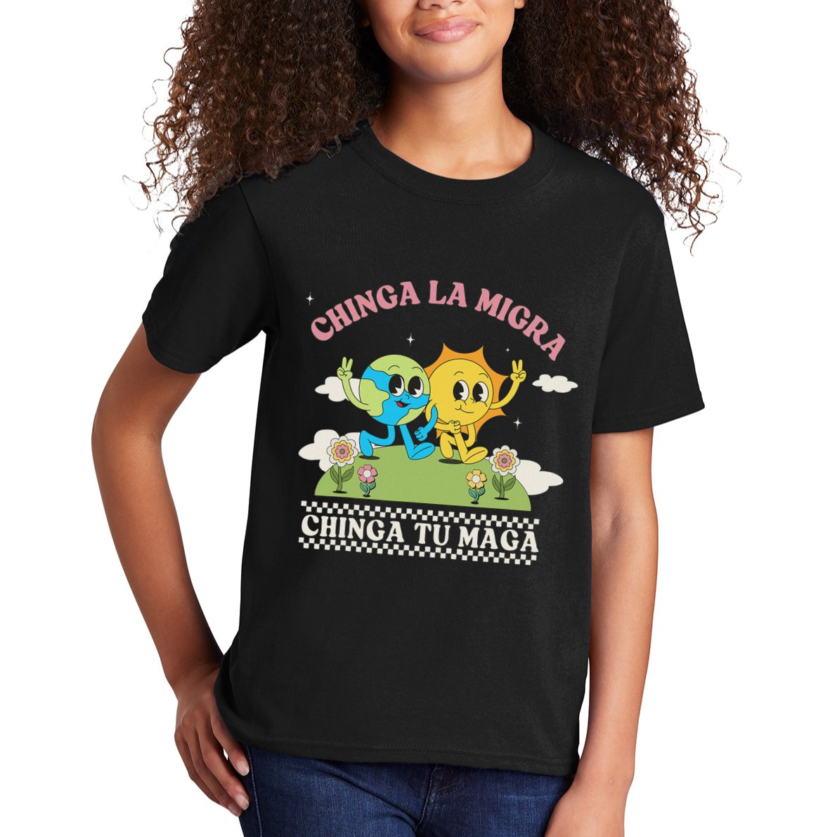Retro Chinga La Migra Chinga Tu Maga Kids T-Shirt