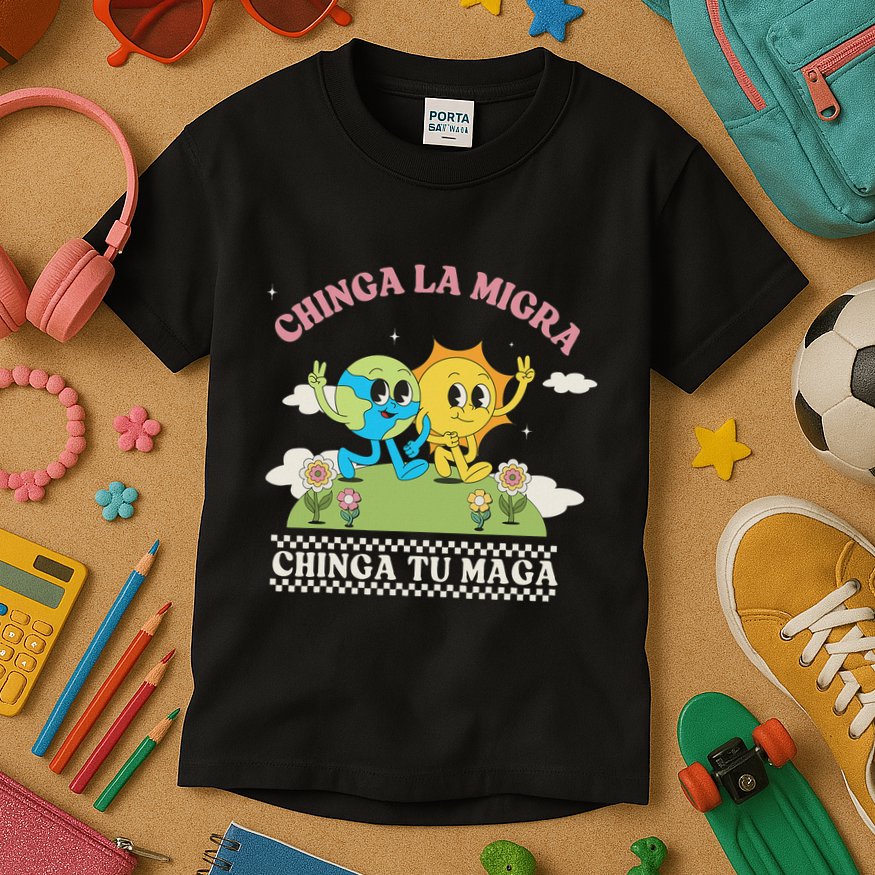 Retro Chinga La Migra Chinga Tu Maga Kids T-Shirt