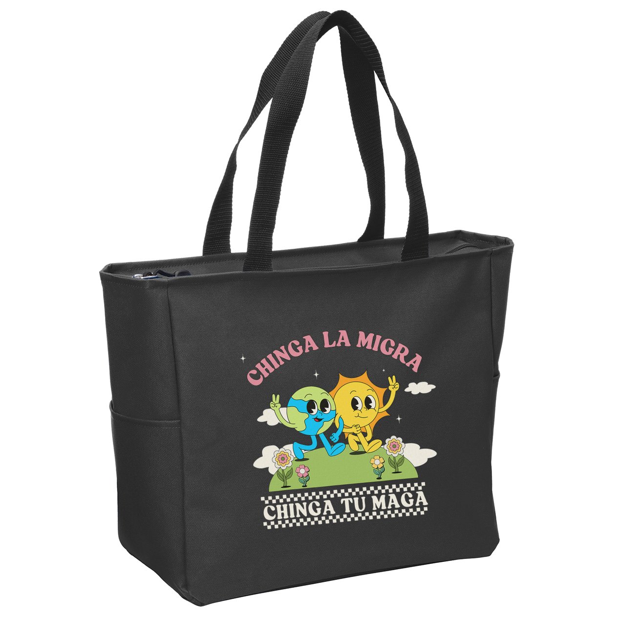 Retro Chinga La Migra Chinga Tu Maga Zip Tote Bag