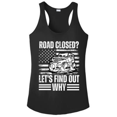 Road Closed? LetS Find Out Why Vintage Usa Flag Gift Ladies PosiCharge Competitor Racerback Tank