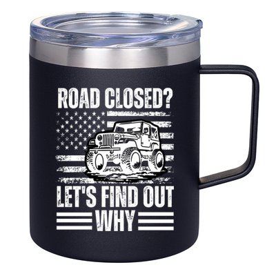 Road Closed? LetS Find Out Why Vintage Usa Flag Gift 12oz Stainless Steel Coffee Mug