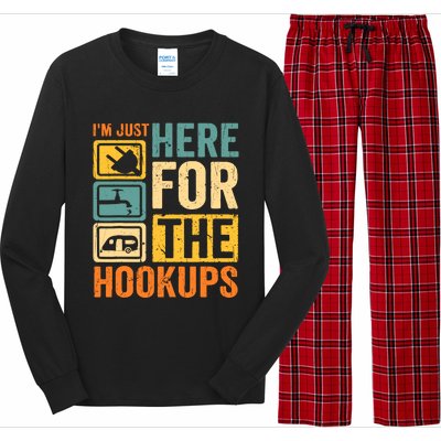 Rv Camping Lover Just Here For Hookups Retro Camper Funny Long Sleeve Pajama Set