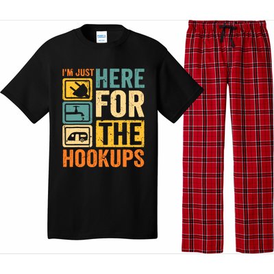 Rv Camping Lover Just Here For Hookups Retro Camper Funny Pajama Set