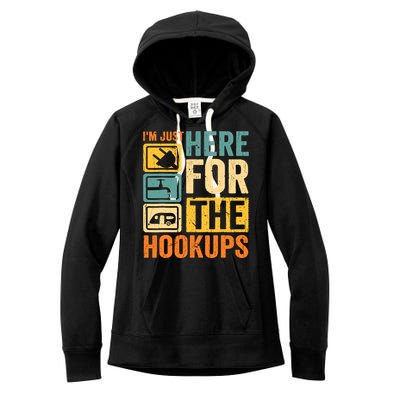 Rv Camping Lover Just Here For Hookups Retro Camper Funny Women's Fleece Hoodie