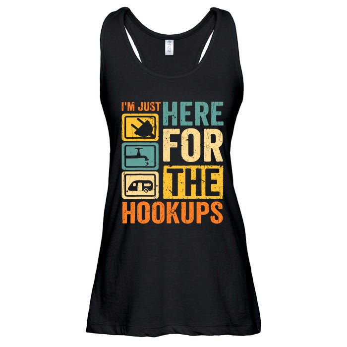 Rv Camping Lover Just Here For Hookups Retro Camper Funny Ladies Essential Flowy Tank