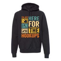 Rv Camping Lover Just Here For Hookups Retro Camper Funny Premium Hoodie