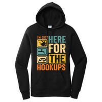 Rv Camping Lover Just Here For Hookups Retro Camper Funny Women's Pullover Hoodie