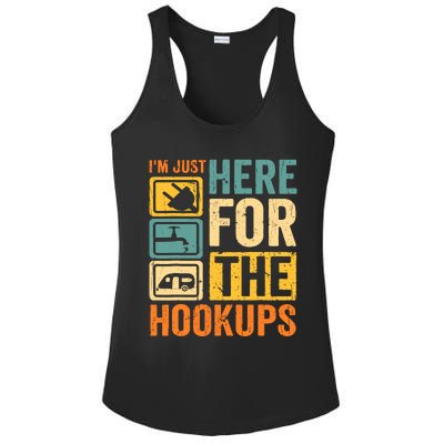 Rv Camping Lover Just Here For Hookups Retro Camper Funny Ladies PosiCharge Competitor Racerback Tank