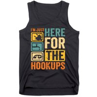 Rv Camping Lover Just Here For Hookups Retro Camper Funny Tank Top