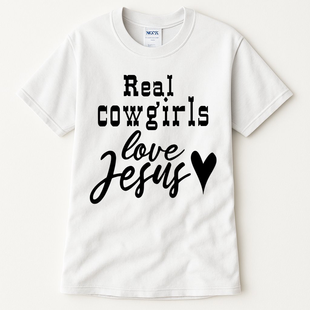 Real Cowgirls Love Jesus Christian Western Cowgirl Tall T-Shirt