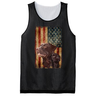 Retro Chocolate Lab With Usa Flag Gift Chocolate Lab Dad Mom Mesh Reversible Basketball Jersey Tank