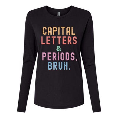 retro Capital Letters And Periods Bruh Womens Cotton Relaxed Long Sleeve T-Shirt