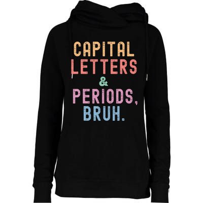 retro Capital Letters And Periods Bruh Womens Funnel Neck Pullover Hood