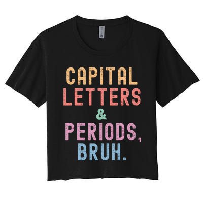 retro Capital Letters And Periods Bruh Women's Crop Top Tee