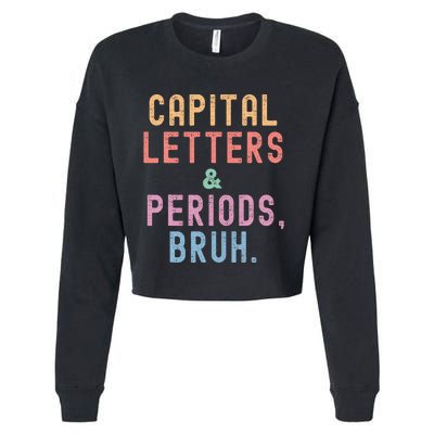 retro Capital Letters And Periods Bruh Cropped Pullover Crew