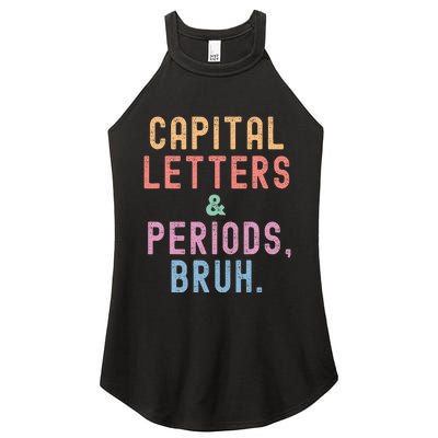 retro Capital Letters And Periods Bruh Women's Perfect Tri Rocker Tank