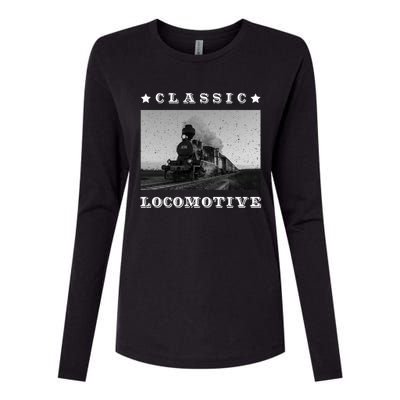 Retro Classic Locomotive Steam Train Lovers Vintage Gift Womens Cotton Relaxed Long Sleeve T-Shirt