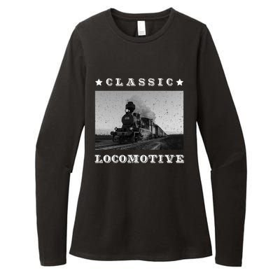 Retro Classic Locomotive Steam Train Lovers Vintage Gift Womens CVC Long Sleeve Shirt