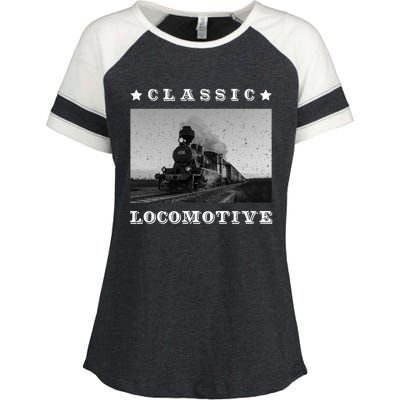 Retro Classic Locomotive Steam Train Lovers Vintage Gift Enza Ladies Jersey Colorblock Tee