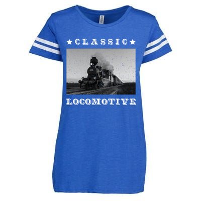 Retro Classic Locomotive Steam Train Lovers Vintage Gift Enza Ladies Jersey Football T-Shirt