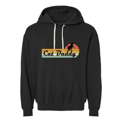 Retro Cat Lovers Cat Daddy Garment-Dyed Fleece Hoodie