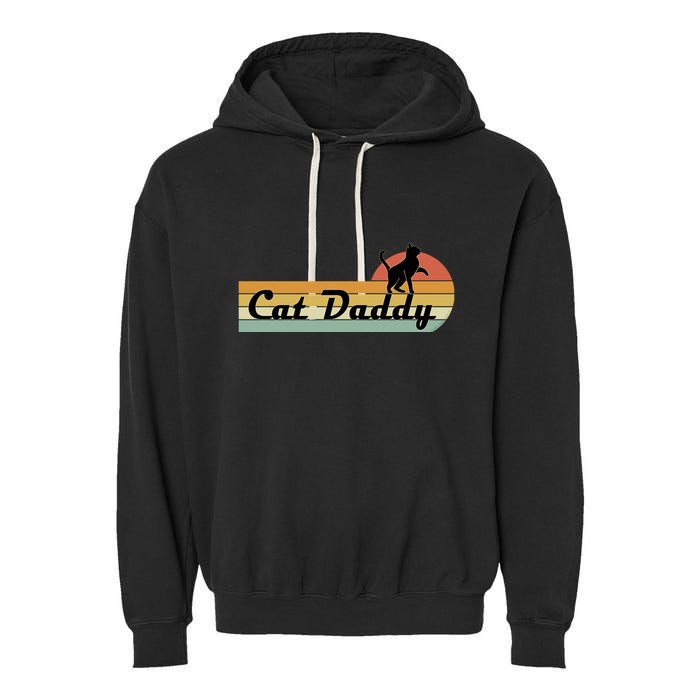 Retro Cat Lovers Cat Daddy Garment-Dyed Fleece Hoodie