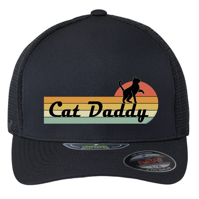 Retro Cat Lovers Cat Daddy Flexfit Unipanel Trucker Cap