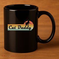 Retro Cat Lovers Cat Daddy 11oz C Handle Ceramic Mug