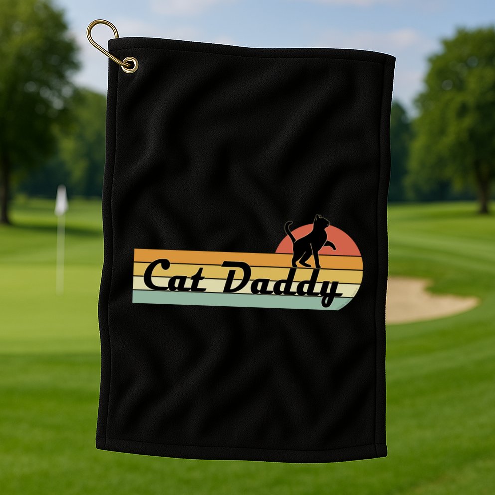Retro Cat Lovers Cat Daddy Golf Towel