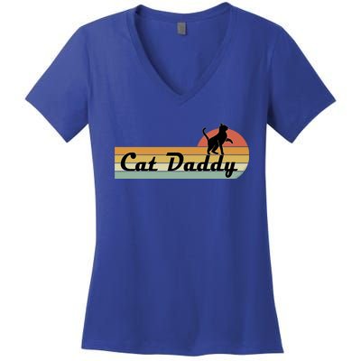 Retro Cat Lovers Cat Daddy Women's V-Neck T-Shirt