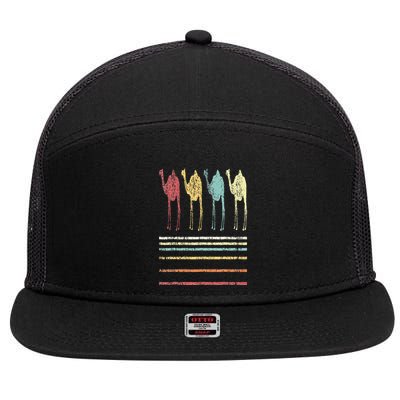 Retro Camel Lover Funny Camel Vintage 7 Panel Mesh Trucker Snapback Hat