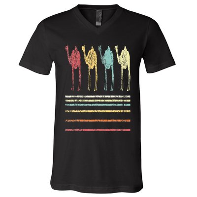 Retro Camel Lover Funny Camel Vintage V-Neck T-Shirt