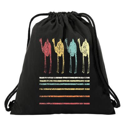 Retro Camel Lover Funny Camel Vintage Drawstring Bag
