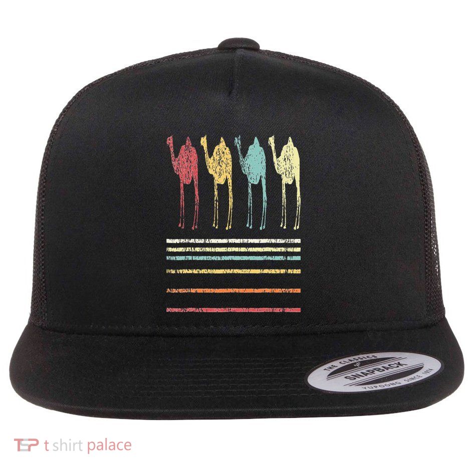 Retro Camel Lover Funny Camel Vintage Flatbill Hat