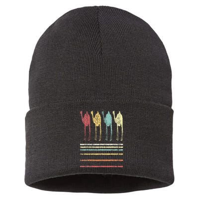 Retro Camel Lover Funny Camel Vintage Sustainable Knit Beanie