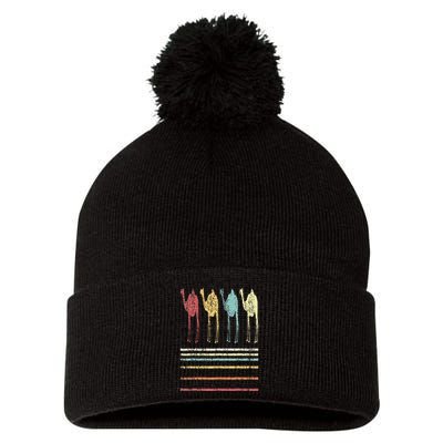 Retro Camel Lover Funny Camel Vintage Pom Pom 12in Knit Beanie